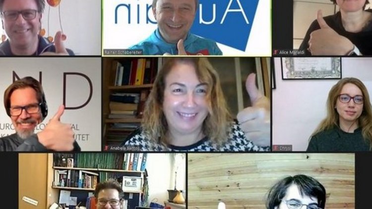 Ein Foto eines Zoom - Meeting an dem das Team der Partnerschaft "AuTrain" teilnimmt