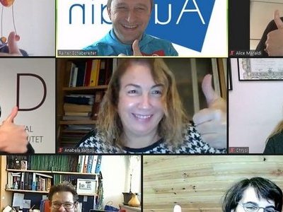 Ein Foto eines Zoom - Meeting an dem das Team der Partnerschaft "AuTrain" teilnimmt