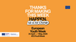 Gelber Hintergrund mit Schriftzug "Thanks for making this week happen"