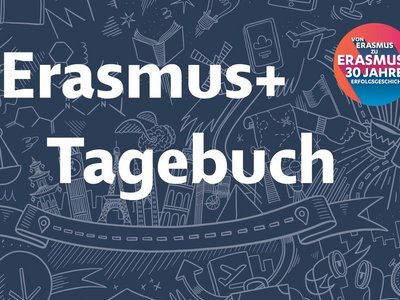 Sujetbild vom Erasmus+ Tagebuch mit Logo und Schriftzug