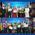 ELL Gewinner:innen: Zwei Fotos von Menschen auf der Bühne, die Preise und Blumen in den Händen halten