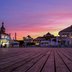Promenade in Sopot bei Sonnenuntergang.