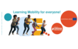 Fünf Menschen, die laufen sowie ein Schriftzug "Learning Mobility for everyone!"