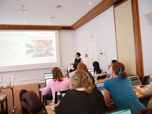 eTwinning seminar in Graz,  foto of workshop for eTwinning beginners in plenary